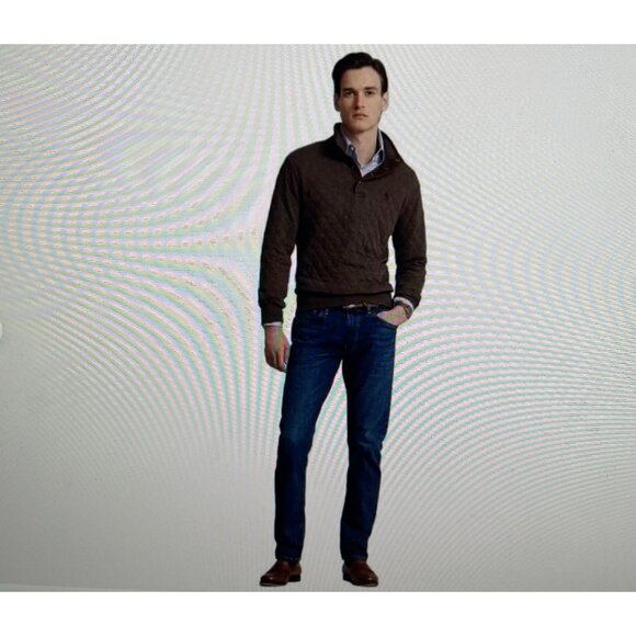 Polo Ralph Lauren Brown Heather Quilted Pullover Sweatshirt 6XB Cotton Blend Men - Picture 1 of 16